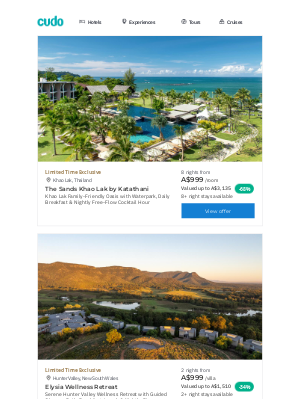 Cudo (Australia) - The Sands Khao Lak is Back! Family-Friendly Beachfront Bestseller w. Daily Breakfast & Free-Flow Drinks Hour | Hunter Valley Wellness Sanctuary w. Daily Dining | Seminyak Private Pool Villas