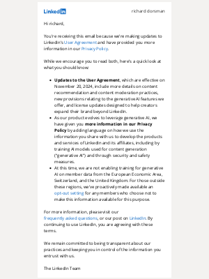 LinkedIn - Update to LinkedIn’s Terms of Service