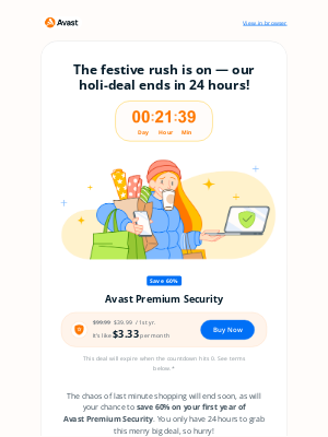 🌟 Last chance for festive 60% savings on Avast Premium Security