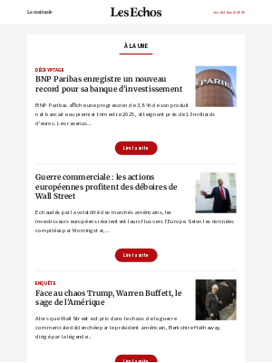 Les Echos (France) - BNP Paribas enregistre un nouveau record pour sa banque d'investissement
