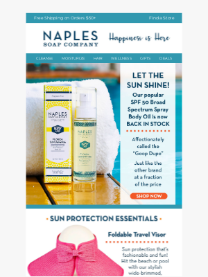 Naples Soap - Let the Sun Shine ☀️ SPF Is Back in Stock