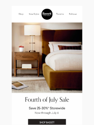 Bassett Furniture Industries - 🎉 Celebrate in style – Up to 30% off msrp on select styles for the Fourth of July!