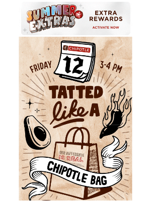 Chipotle Mexican Grill - Tomorrow: Tatted like a Chipotle bag BOGO 🖤🌯
