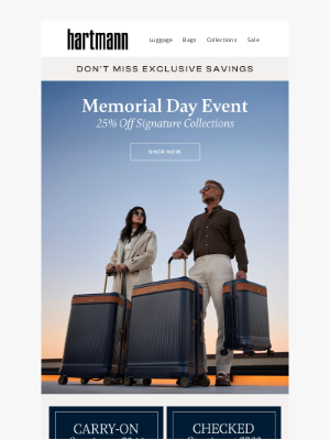 Hartmann - Limited Time Only: 25% Off Travel Essentials
