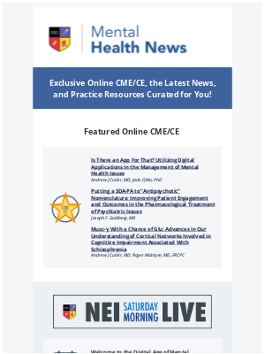 Neuroscience Education Institute - Mental Health News and CME/CE Updates