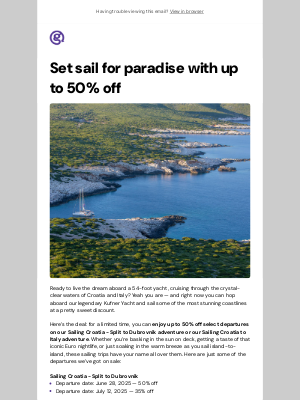 G Adventures - Act fast: save up to 50% on Italy and Croatia Sailing
