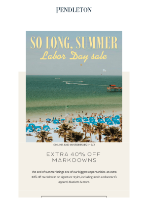 Pendleton Woolen Mills - Extra 40% off summer-to-fall essentials
