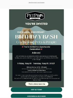 Pet Pros - Celebrate with Us at Our Anniversary Sale Birthday Bash