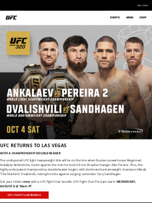 Ultimate Fighting Championship - UFC 320 Las Vegas Tickets On Sale This Week