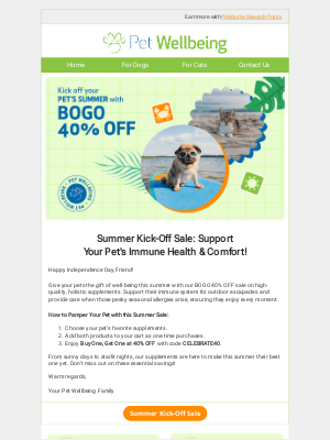 Pet Wellbeing - 🌞 Boost Their Summer Fun! BOGO 40% OFF Supplements