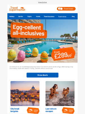 Travel Supermarket (United Kingdom) - Egg-cellent all-inclusives from £289pp* 🐣