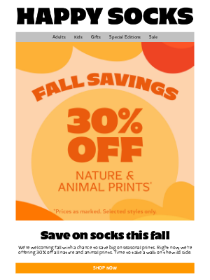 Happy Socks - Fall Savings: Get 30% Off