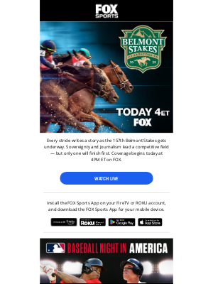 Fox Networks Group - TODAY: Belmont Stakes, then Red Sox vs. Yankees