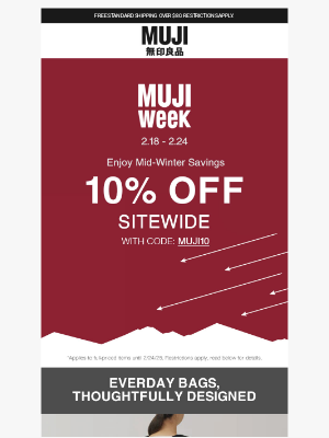 MUJI - MUJI Week Starts: 10% OFF Sitewide!