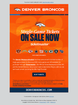 Denver Broncos - Single-game tickets are still available!