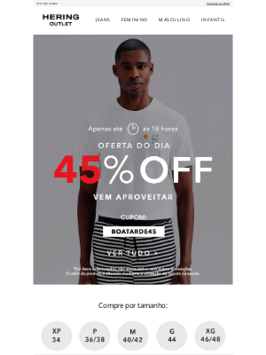 Hering Outlet (Brazil) - 45% OFF na OFERTA DA TARDE!