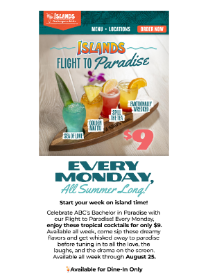 Islands Restaurants - 🌴 $9 Flight to Paradise – Mondays Just Got Better 🌴🍹