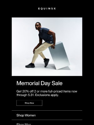 Equinox - Memorial Day Sale. The Shop at Equinox.