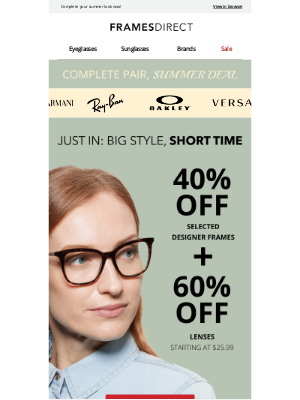 FramesDirect - Limited-time savings: 40% off frames + 60% off lenses