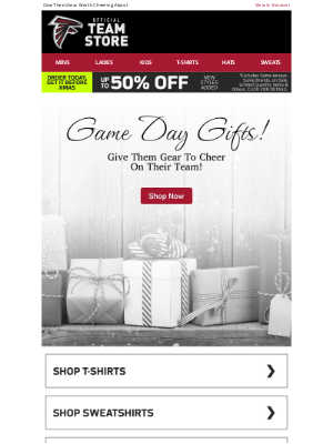 Atlanta Falcons - A Gifting Win: Up To 50% Off + Game Day Styles!