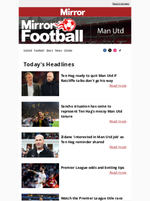 Daily Mirror (United Kingdom) - Ten Hag ready to quit Man Utd if Ratcliffe talks don't go his way