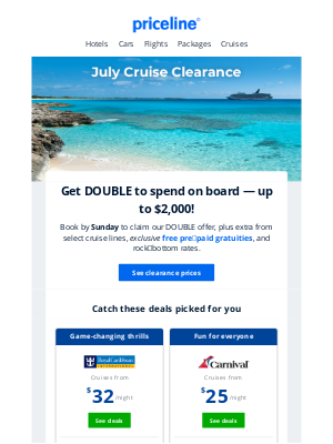 Priceline - Hot off the dock: cruises from $25/night