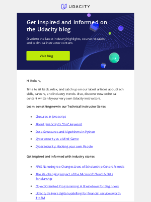 Udacity - Top Articles: Instructor content on Javascript, Cybersecurity, Data Structures in Python and more...