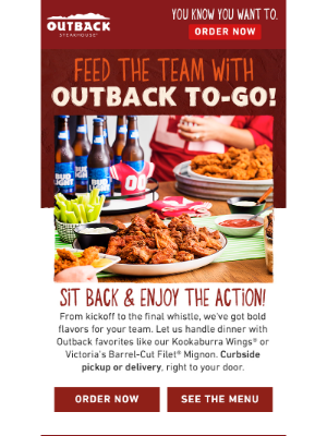 Outback Steakhouse - Big Plays, Bold Flavors 🏈 Order Outback for Game Day!