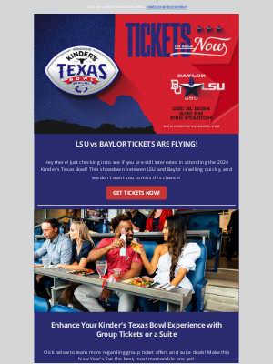 Houston Texans - REMINDER! Your tickets to LSU v Baylor are available, but not for long!