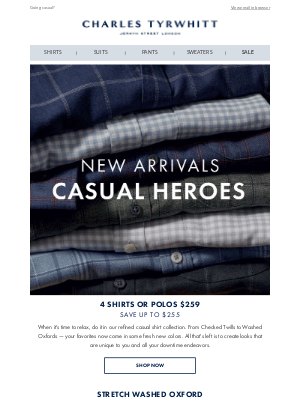 Charles Tyrwhitt - Your Favorite Laid-back Shirts in NEW Colors