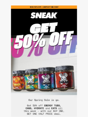 Sneak Energy (United Kingdom) - Get 50% Off SNEAK!