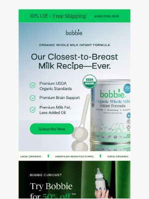 Bobbie - A formula that truly mirrors breast milk
