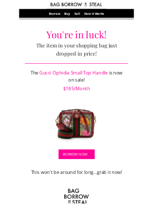 Bag Borrow or Steal - Great News! The item in your shopping bag just DROPPED in price!