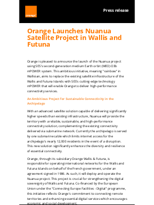 Orange - Orange Launches Nuanua Satellite Project in Wallis and Futuna