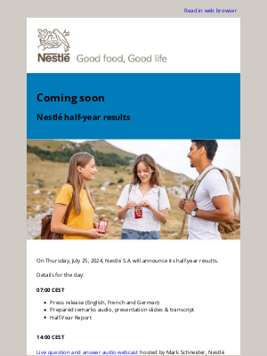 Nestle - Coming soon: Nestlé half-year results