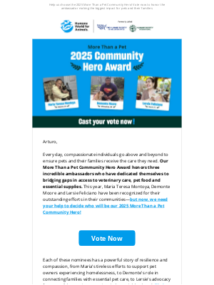 Humane Society of the United States - Vote now for your favorite hero