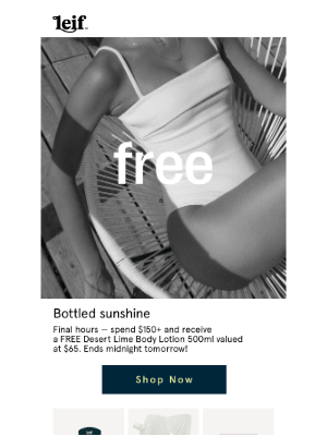 Leif - Final hours 🍋 FREE Desert Lime Body Lotion, valued at $65! 🍋