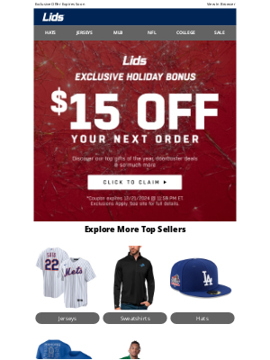 LIDS - Just For You | $15 Off Your Next Order