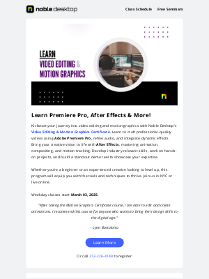 Noble Desktop - Edit. Animate. Create: Video & Motion Graphics Training