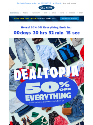 Old Navy - You've got 50% OFF EVERYTHING & 60-70% off summer styles (🤪 seriously!)