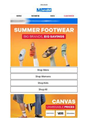 M and M Direct (United Kingdom) - Summer footwear sorted! ☀️ Big brands, BIG savings!