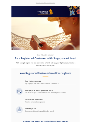 Singapore Airlines - Enjoy a seamless booking experience. Create your Registered Customer profile now!