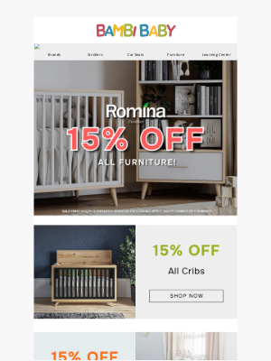 Bambi Baby Store - 🤩 SAVE 15% OFF All Romina Furniture!