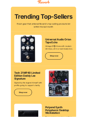 Reverb - UA Orion Tape Echo, Special Geddy Lee Signature pedal & more