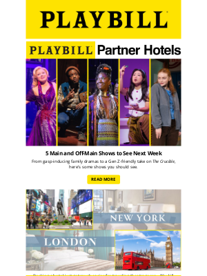 Playbill - 5 Main and Off-Main Shows to See Next Week