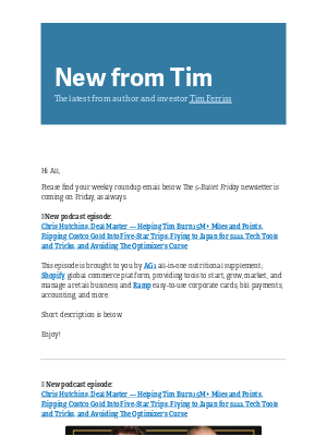 Tim Ferriss - New from Tim — 