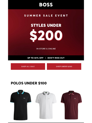 HUGO BOSS - Effortless BOSS Style, Under $200