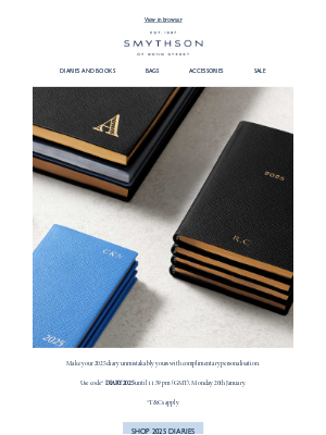 Smythson - Enjoy complimentary personalisation