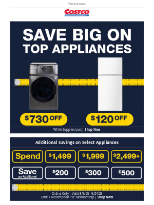 Costco - Upgrade Today and Save on Brand Name Appliances!