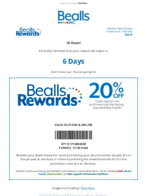 Bealls Florida - Reminder: Your 20% Off Birthday Reward Expires Soon!